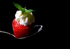Strawberry With Cream And Mint Stock Photography Strawberry With Cream And Mint Stock Photography