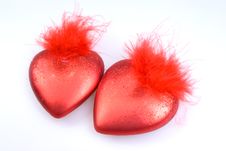 Decorations - Two Red Hearts Stock Photography Decorations - Two Red Hearts Stock Photography