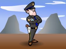 Policeman On Field Royalty Free Stock Images
