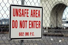 Unsafe Area Sign Stock Photography