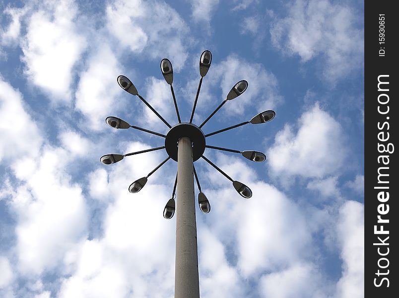 Street lamp against the blue sky