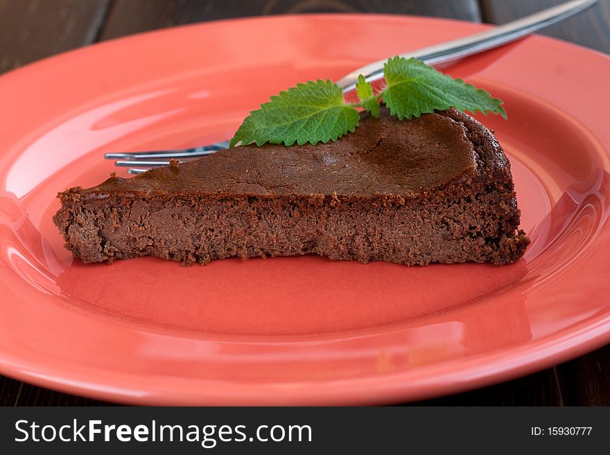 Chocolate cake with ricotta and mint