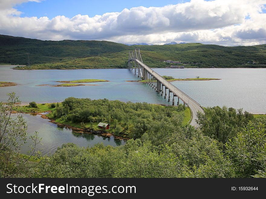 Bridge to Norways biggest island: HinnÃ¸y. North Norway. Bridge to Norways biggest island: HinnÃ¸y. North Norway.