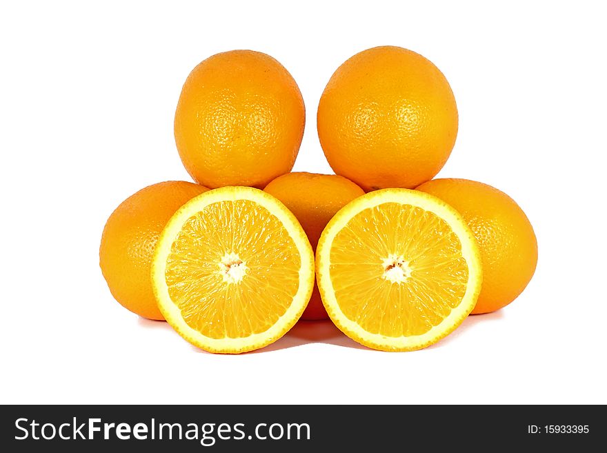 Orange, citrus fruit isolated on white background