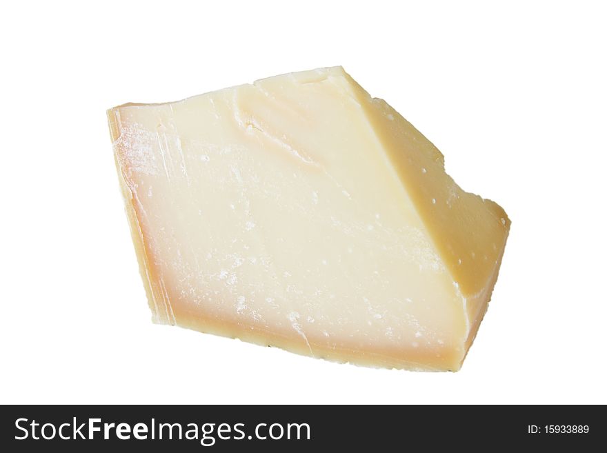 Piece of fresh parmesan isolated on white