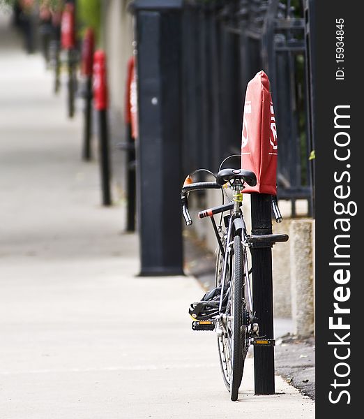 Bike parked in a street