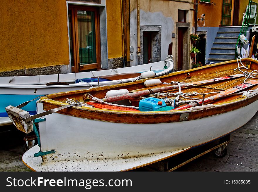 Fishing boat in the Italian Cinque Terre. Italy