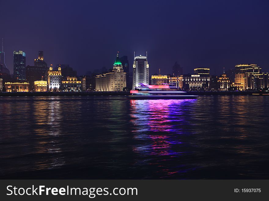 Beautiful night scene in shanghai bund,china. Beautiful night scene in shanghai bund,china