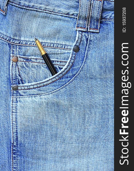 Fountain pen in his pocket jeans