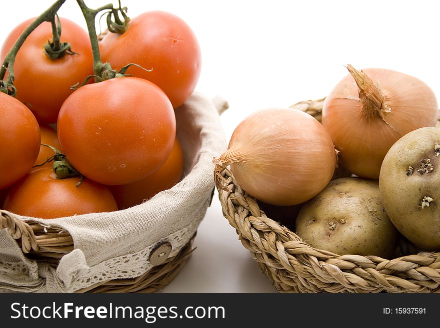 Tomatoes and potatoes with onion. Tomatoes and potatoes with onion