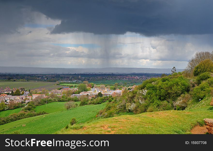 An English Rural Landscape With Stormy Skies