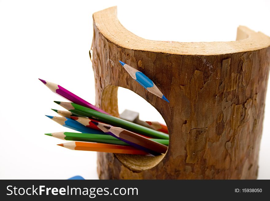 Colored pencils in the branch hole