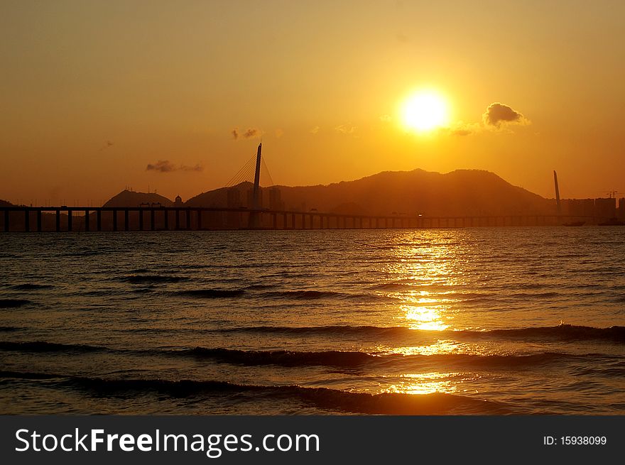 Beautiful sunset along seashore in Hong Kong. Beautiful sunset along seashore in Hong Kong.