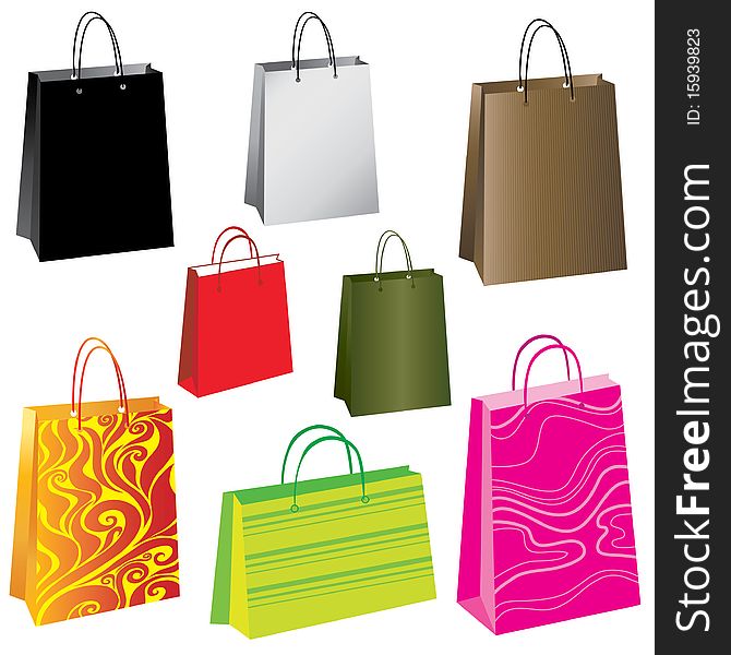 Vector set of colorful paper bags