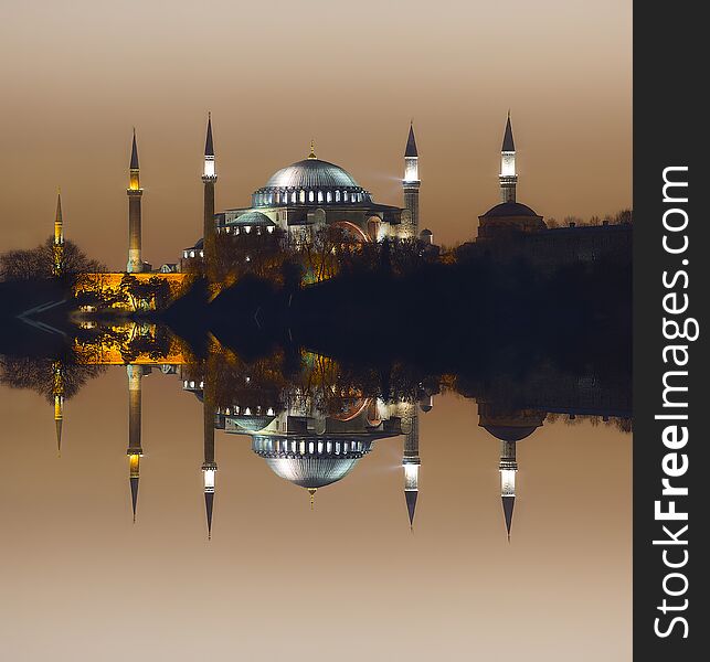 Hagia Sophia in Istanbul. The world famous monument of Byzantine architecture. View of the St. Sophia Cathedral