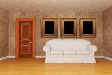 Room With Door, White Couch And Picture Frames Stock Images Room With Door, White Couch And Picture Frames Stock Images