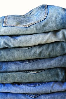 Stack Of Blue Jeans Stock Image