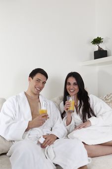 Sexy Young Couple In The Morning Having Breakfast Royalty Free Stock Photos Sexy Young Couple In The Morning Having Breakfast Royalty Free Stock Photos