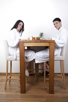 Sexy Young Couple In The Morning Having Breakfast Royalty Free Stock Photo Sexy Young Couple In The Morning Having Breakfast Royalty Free Stock Photo
