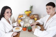 Sexy Young Couple In The Morning Having Breakfast Stock Images Sexy Young Couple In The Morning Having Breakfast Stock Images