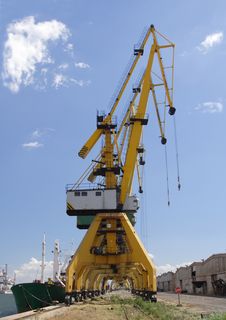Docked Harbour Cranes Stock Image