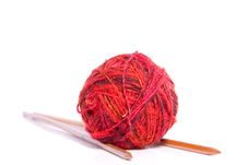 Knitting Needles And Red Wool Stock Photography Knitting Needles And Red Wool Stock Photography