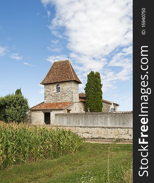 Church in Allez-Et-Caseneuve Village in South West France