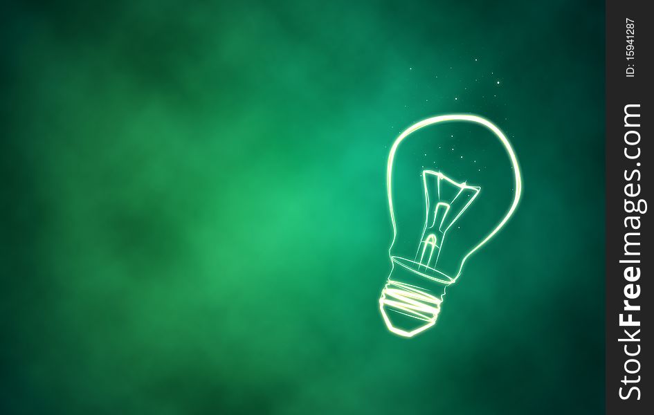 Bulb made from lines on a green background with room for your text. Bulb made from lines on a green background with room for your text