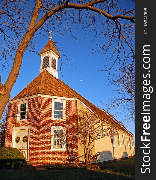 Colonial Church at Sunset