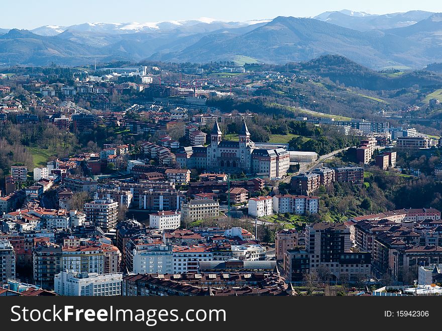 A view of San Sebastian from the mountain Igeldo. Seminaruim. A view of San Sebastian from the mountain Igeldo. Seminaruim.