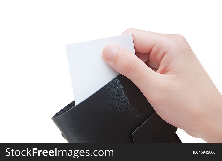 Black Wallet with a blank card for text
