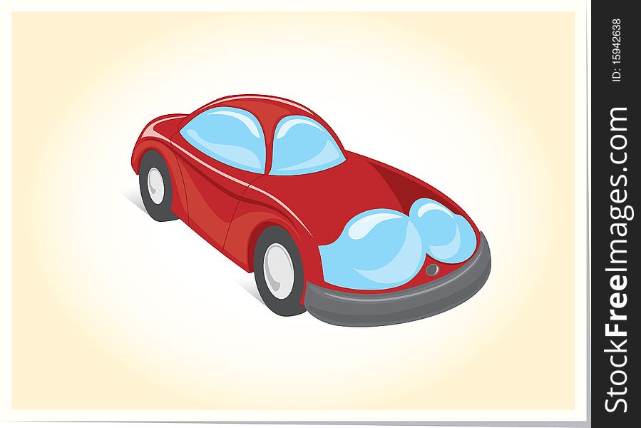 Cartoon style color photo of racing red car, illustration. Cartoon style color photo of racing red car, illustration
