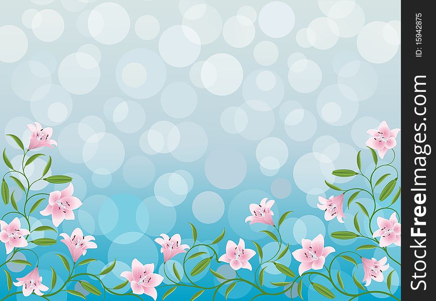 Floral background with a lilies. Vector illustration.