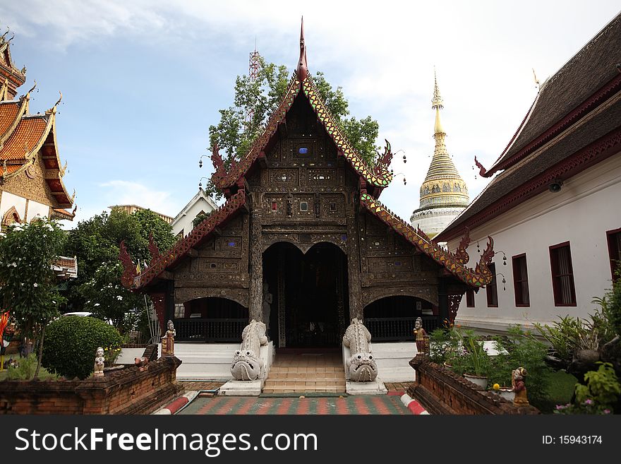 Beautiful Thai Temple With Sky Background