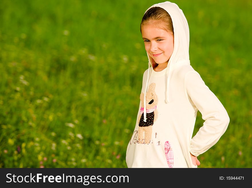 Beautiful happy little girl outdoor