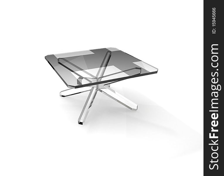 Square transparent glass table on white background. Square transparent glass table on white background