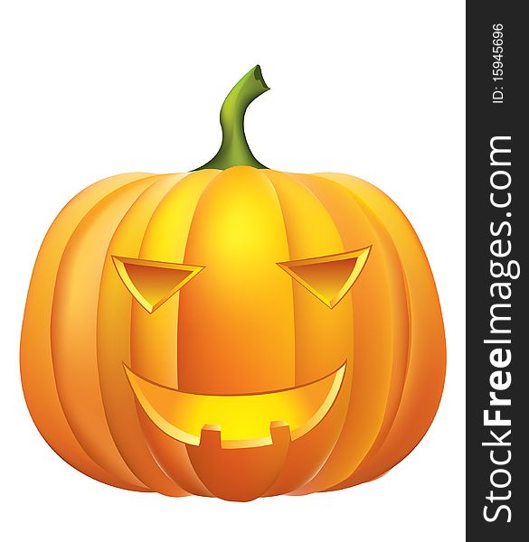 Yellow pumpkin .Halloween symbol .Vector on white.