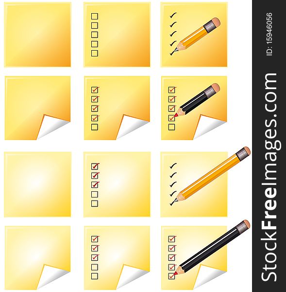 Vector illustration shows a notes whith pencil