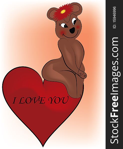 Bear on heart with i love you text