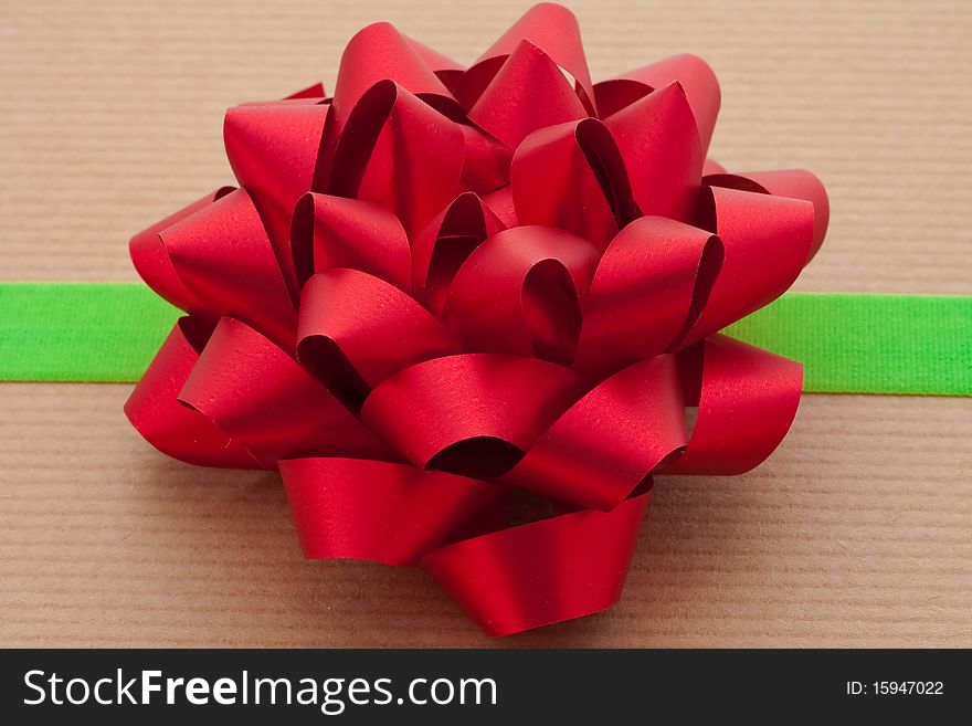 Red Bow With Green Ribbon