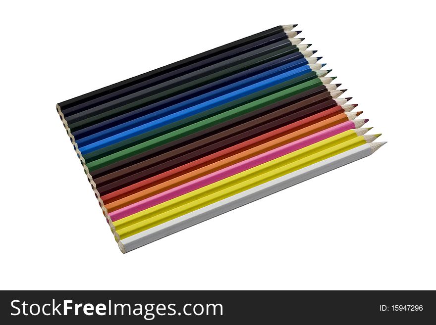 Set Of Color Pencils Isolated On The White