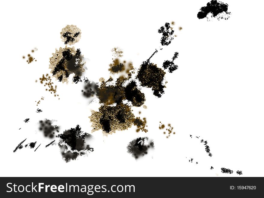 Splotches of India ink in shades of brown and black on textured white paper. Splotches of India ink in shades of brown and black on textured white paper.