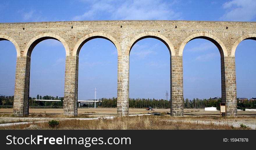 Noain's former Roman aqueduct also called bridge of hundred eyes. Noain's former Roman aqueduct also called bridge of hundred eyes.