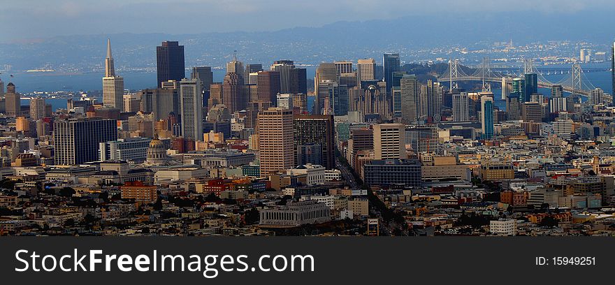 Picture represents panoramic view of downtown San Francisco. Picture represents panoramic view of downtown San Francisco