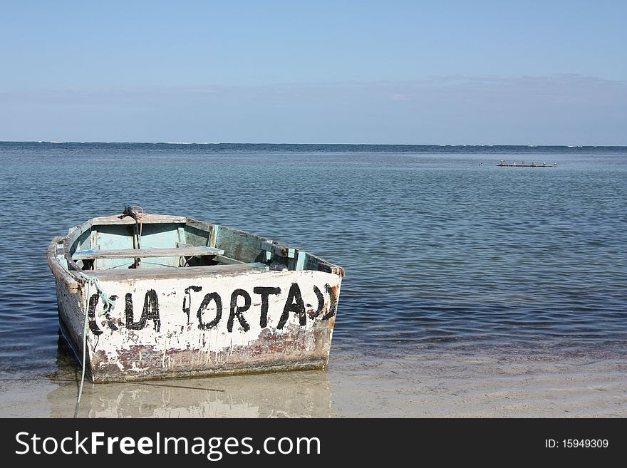 Typical small boat from the mexican caribbean. Typical small boat from the mexican caribbean