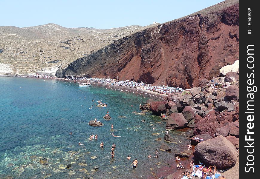 Red beach in Santorini, Cyclades, Greece.