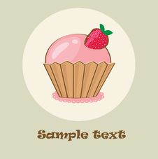 Birthday Card With Strawberry Cupcake. Royalty Free Stock Photography Birthday Card With Strawberry Cupcake. Royalty Free Stock Photography