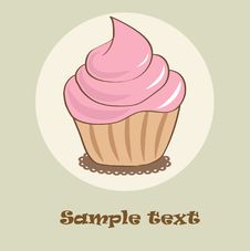 Birthday Card With Strawberry Cupcake. Royalty Free Stock Images Birthday Card With Strawberry Cupcake. Royalty Free Stock Images