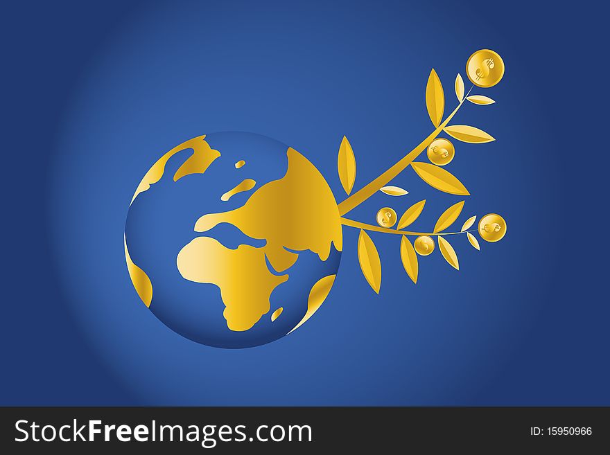 Abstract and Business Background with globe map and wavy lines. Abstract and Business Background with globe map and wavy lines.