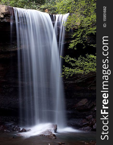 A peacefull waterfall.  Cucumber Falls, Ohiopyle PA